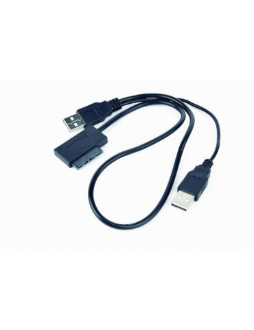 Cablu usb gembird adaptor usb 2.0 (t) la slim s-ata (t) 50cm pt. ssd dvd cu usb suplimentar pt. extra power negru a-usata-01  Ge - Tik.ro