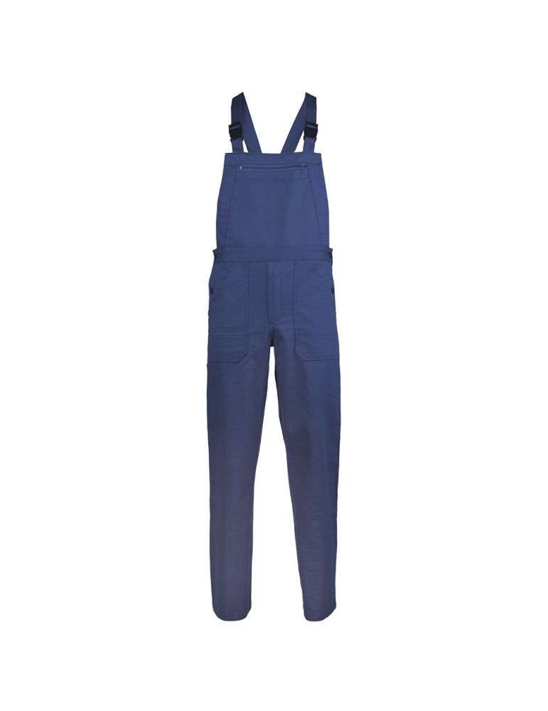Pantaloni cu pieptar industry albastru royal tercot 245g l cu buzunare laterale bretele reglabile buzunar la piept
