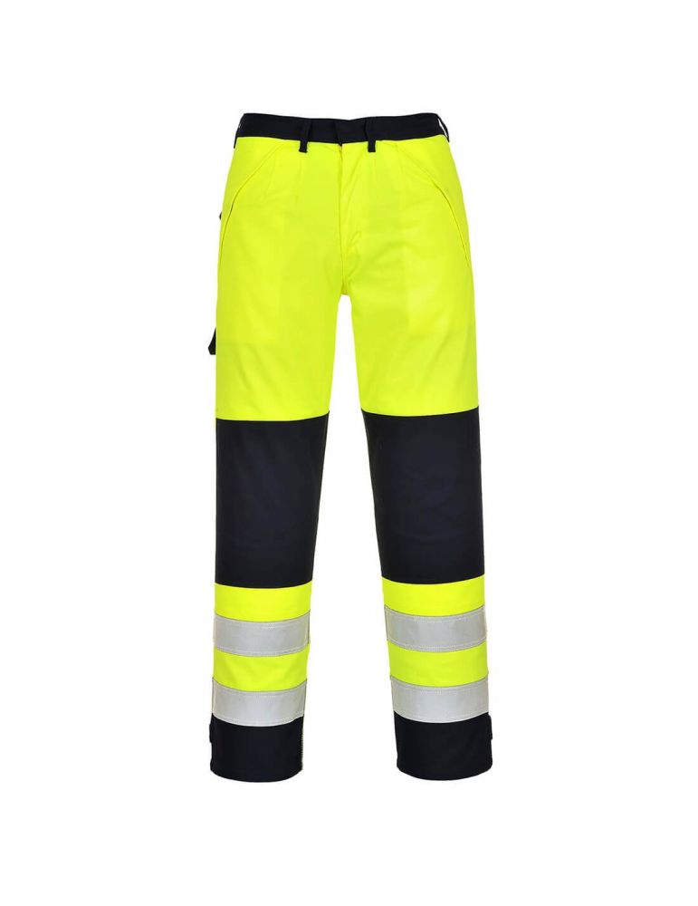 Pantaloni talie hi-viz multinorm galben/albastru marimea l