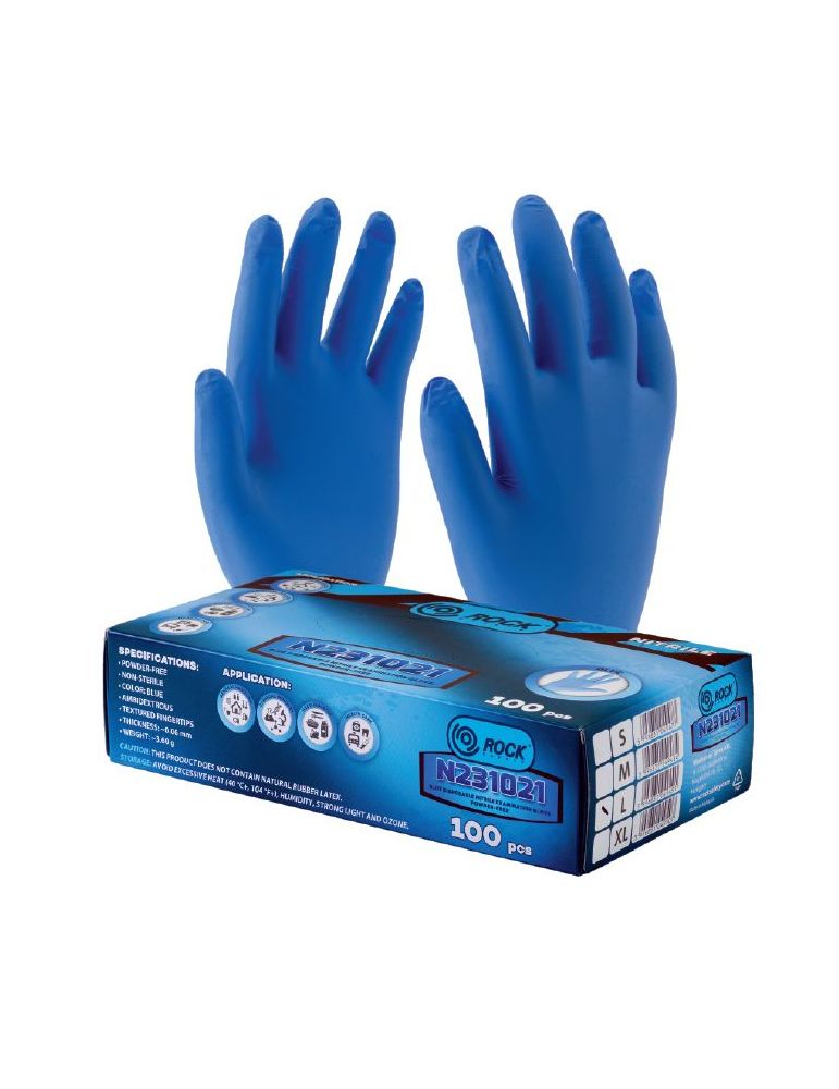 Manusi unica folosinta nitril albastru 100 bucati/cutie marime m