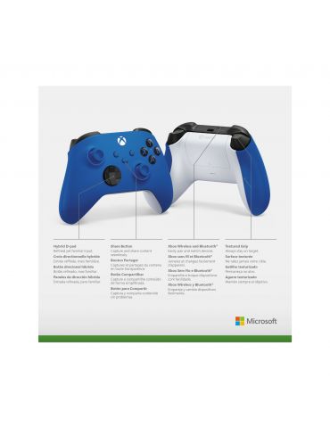 Microsoft Xbox Wireless Controller Blue Albastru Bluetooth/USB Gamepad Analog/ Digital Xbox One, Xbox One S, Xbox One X Microsof