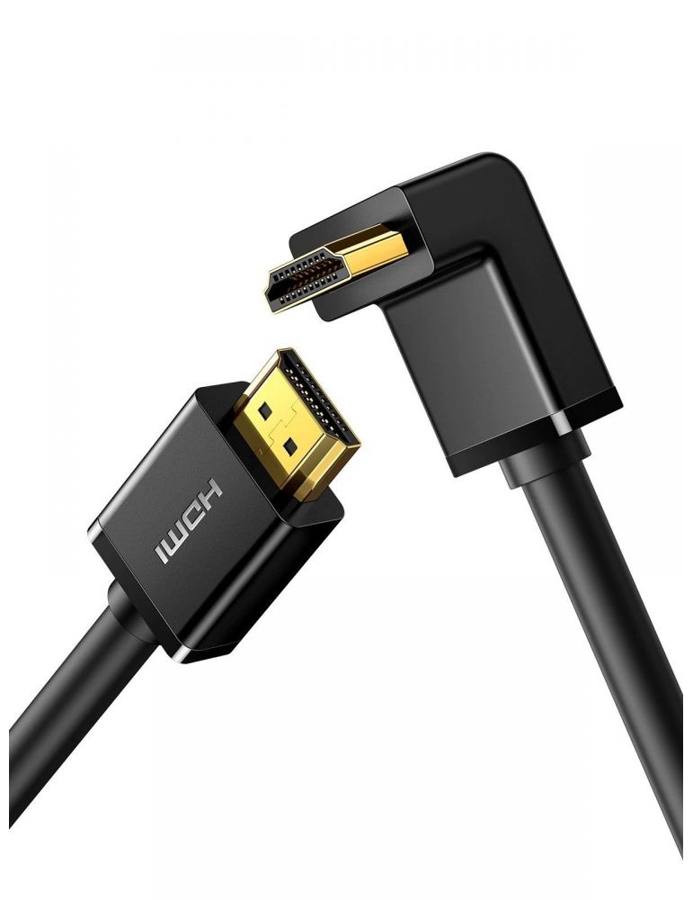 Cablu video ugreen hd103 hdmi (t) la hdmi (t) unghi 90 grade la un capat rezolutie maxima 4k uhd (3840 x 2160) la 60 hz conec