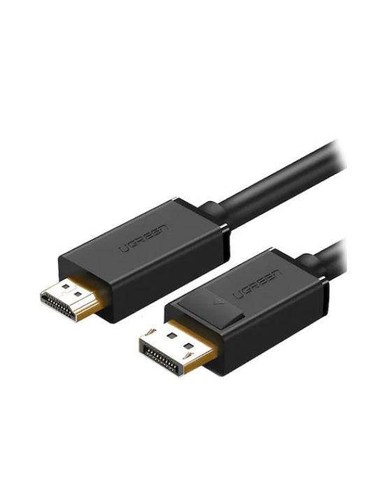 Cablu video ugreen dp101 dp (t) la hdmi (t) rezolutie maxima 4k uhd (3840 x 2160) la 30 hz conectori auriti 1.5m negru 10239  Ug