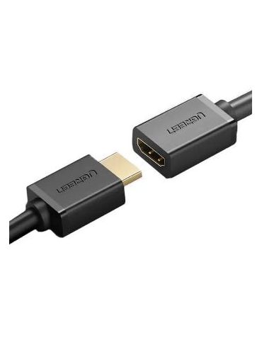Cablu video ugreen hd107 adaptor hdmi (t) la hdmi (m) rezolutie maxima 4k uhd (3840 x 2160) la 60 hz conectori auriti 2m negr Ug