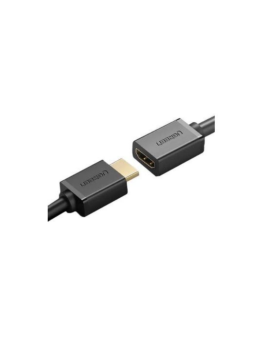 Cablu video ugreen hd107 adaptor hdmi (t) la hdmi (m) rezolutie maxima 4k uhd (3840 x 2160) la 60 hz conectori auriti 2m negr Ug
