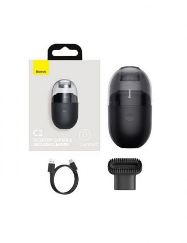 Aspirator de mana baseus c2 putere aspirare 1000pa timp incarcare 2 ore cablu inclus type-c la usb negru crxcqc2-01 (include  Ba