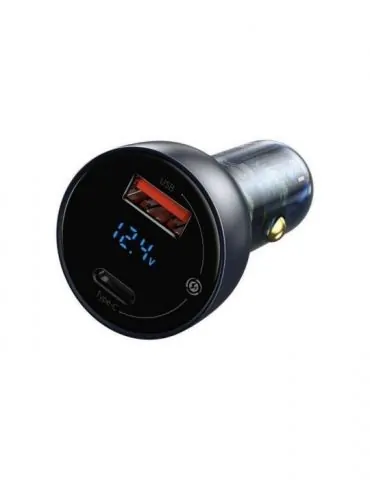 Incarcator auto baseus particular digital display qc + pps 1 x usb output 4.5v/5a 1 x usb type-c output 5v/3a total output 65 Ba