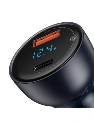 Incarcator auto baseus particular digital display qc + pps 1 x usb output 4.5v/5a 1 x usb type-c output 5v/3a total output 65 Ba