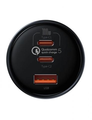 Incarcator auto baseus qualcomm quick charge 5 1 x usb output 5v/3a 2 x usb type-c max 5v/3a total output 160w include cablu  Ba - Tik.ro
