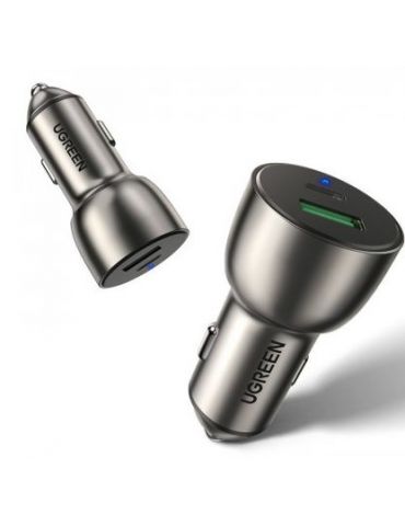 Incarcator auto ugreen cd213 1 x usb output 5v/3a si 1 x usb type-c output 5v/3a total output 42.5w pt. bricheta auto albastr Ug - Tik.ro