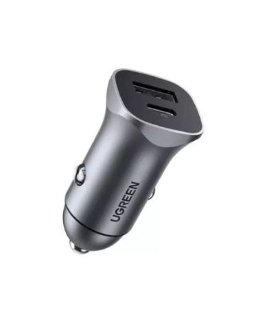 Incarcator auto ugreen cd130 1 x usb output 5v/2.4a si 1 x usb type-c output 5v/3a total output 18w pt. bricheta auto gri 307 Ug