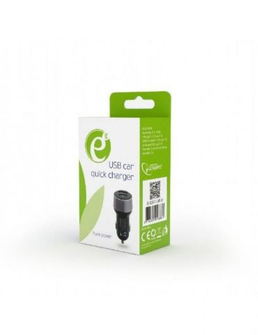 Alimentator auto gembird 2 x usb qc3.0 la 3.6-6.5v/3a pd 2 x 18w pt. bricheta auto black ta-u2qc3-car-01 (include tv 0.18 Gembir