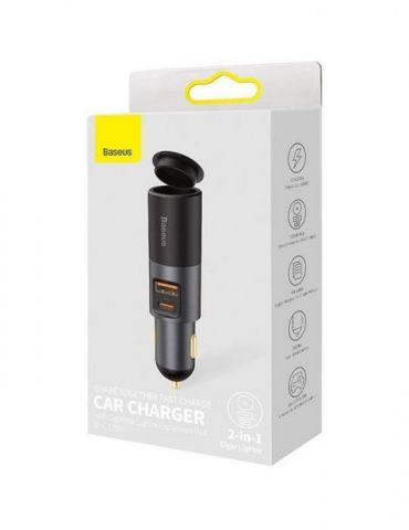 Incarcator auto baseus share together 1 x usb output 5v/3a 1 x usb type-c max 5v/3a si 1 x bricheta auto 60w total output 120 Ba