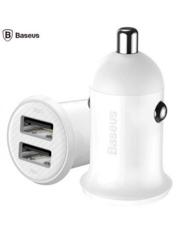 Incarcator auto baseus grain pro 2 x usb output 5v/4.8a total ambele porturi pt. bricheta auto alb ccallp-02 (include tv 0.8l Ba