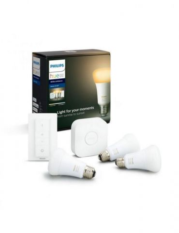 Set 3 kit smart led philips soclu e27 putere 9w forma clasic lumina alb calda alimentare 220 - 240 v 000008718699673345 (incl Ph