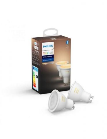 Set 2 spoturi incastrate smart led philips soclu gu10 putere 5w forma spot lumina alb calda alimentare 220 - 240 v 0000087186 Ph