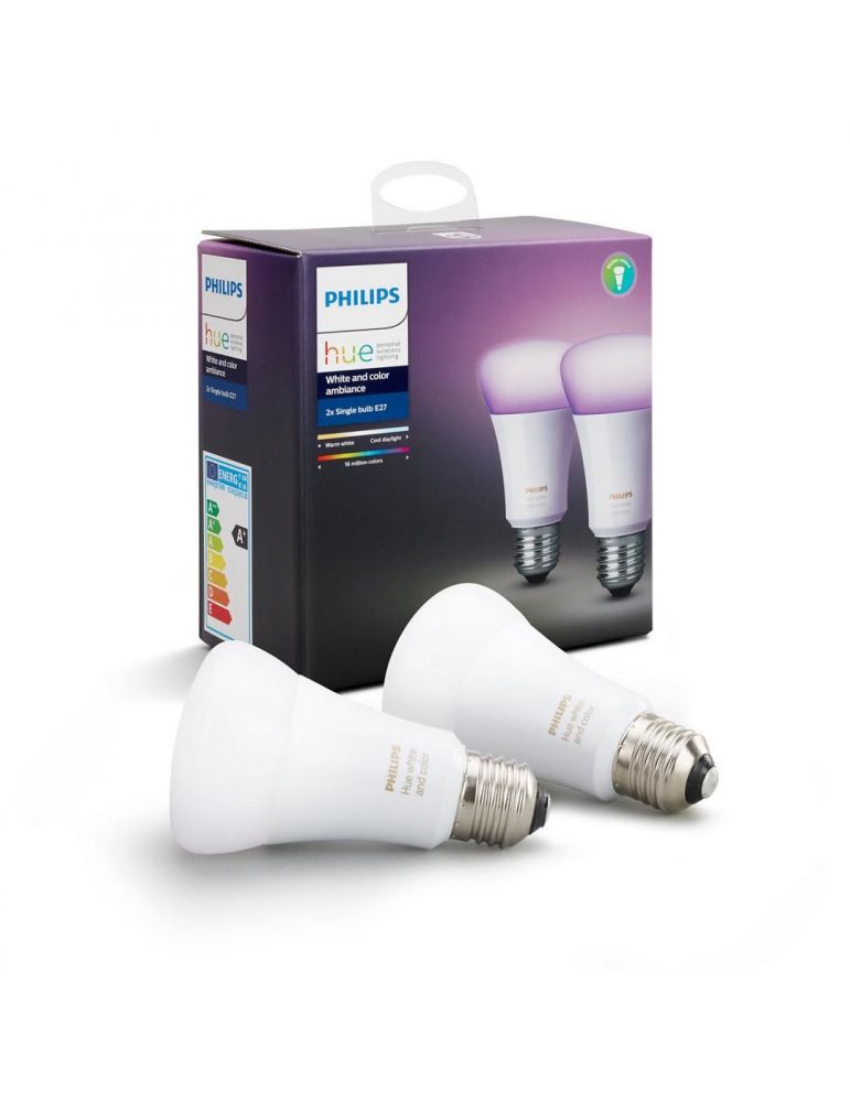 Set 2 becuri smart led philips soclu e27 putere 10w forma clasic lumina multicolora alimentare 220 - 240 v 000008718696729052