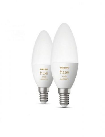 Set 2 becuri smart led philips soclu e14 putere 5.2w forma lumanare lumina toate nuantele de alb alimentare 220 - 240 v 00000 Ph