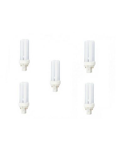 Set 5 becuri fluorescent panasonic soclu g24d-1 putere 10w forma liniar lumina alb calda alimentare 220 - 240 v fds10e27/2d-5 Pa