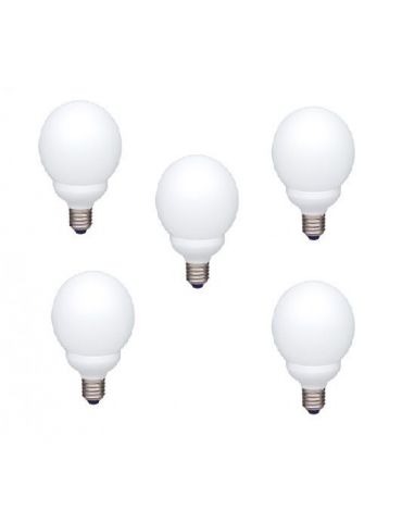 Set 5 becuri fluorescent panasonic soclu e27 putere 18w forma sferic lumina alb calda alimentare 220 - 240 v efg18e27hd-5 (in Pa - Tik.ro