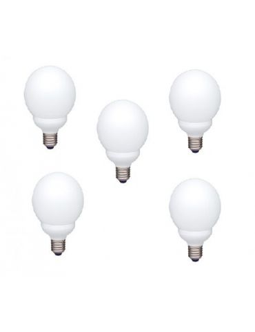 Set 5 becuri fluorescent panasonic soclu e27 putere 13w forma sferic lumina alb rece alimentare 220 - 240 v efg13e672v-5 (inc Pa - Tik.ro
