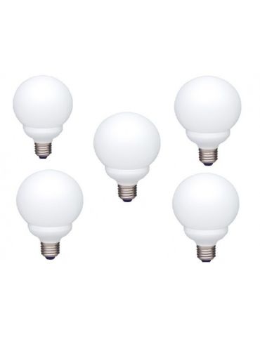 Set 5 becuri fluorescent panasonic soclu e27 putere 13w forma sferic lumina alb calda alimentare 220 - 240 v efg13e282v-5 (in Pa - Tik.ro