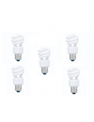 Set 5 becuri fluorescent panasonic soclu e27 putere 8w forma spirala lumina alb rece alimentare 220 - 240 v efd8e65hd3e-5 (in Pa - Tik.ro