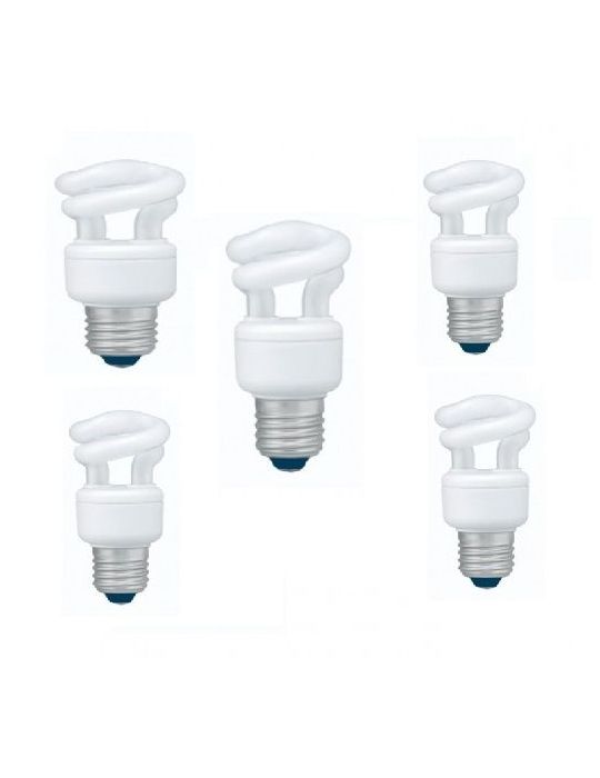 Set 3 becuri fluorescent panasonic soclu e27 putere 5w forma spirala lumina alb calda alimentare 220 - 240 v efd5e27hd3e-5 (i Pa