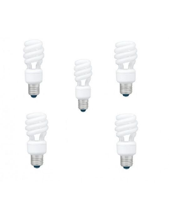 Set 5 becuri fluorescent panasonic soclu e27 putere 22w forma spirala lumina alb rece alimentare 220 - 240 v efd22e65hd3e-5 ( Pa