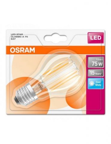 Bec led osram soclu e27 putere 7.5w forma clasic lumina alb rece alimentare 220 - 240 v 000004058075817432 (include tv 0.60 l Os