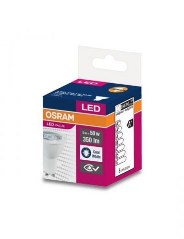 Spot incastrat led osram soclu gu10 putere 5w forma spot lumina alb rece alimentare 220 - 240 v 000004058075198616 (include t Os - Tik.ro