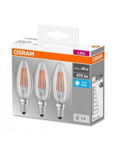 Set 3 becuri led osram soclu e14 putere 4w forma lumanare lumina alb alimentare 220 - 240 v 000004058075819719 (include tv 1. Os