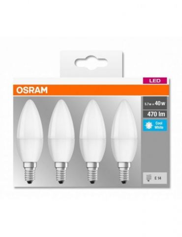Set 4 becuri led osram soclu e14 putere 5.7w forma lumanare lumina alb alimentare 220 - 240 v 000004058075819610 (include tv  Os - Tik.ro