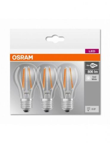 Set 3 becuri led osram soclu e27 putere 6w forma clasic lumina alb rece alimentare 220 - 240 v 000004058075819535 (include tv Os - Tik.ro