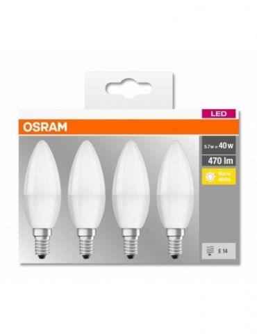 Set 4 becuri led osram soclu e14 putere 5.7w forma lumanare lumina alb calda alimentare 220 - 240 v 000004058075819474 (inclu Os - Tik.ro