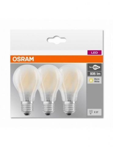 Set 3 becuri led osram soclu e27 putere 7w forma clasic lumina alb calda alimentare 220 - 240 v 000004058075819351 (include t Os - Tik.ro