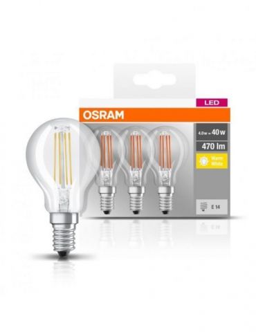 Set 3 becuri led osram soclu e14 putere 4w forma clasic lumina alb calda alimentare 220 - 240 v 000004058075819337 (include t Os - Tik.ro