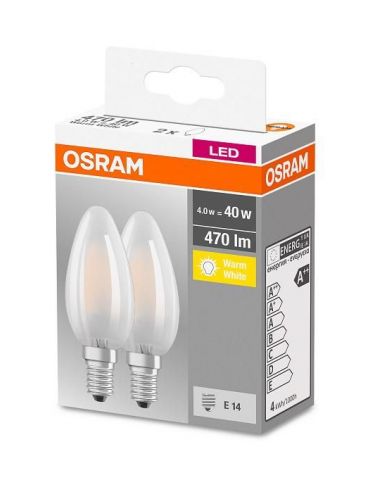 Set 2 becuri led osram soclu e14 putere 4w forma lumanare lumina alb calda alimentare 220 - 240 v 000004058075803930 (include Os - Tik.ro