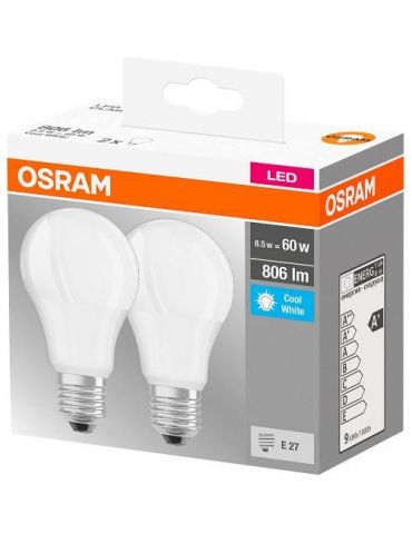 Set 2 becuri led osram soclu e27 putere 8.5w forma clasic lumina alb rece alimentare 220 - 240 v 000004058075152670 (include  Os - Tik.ro