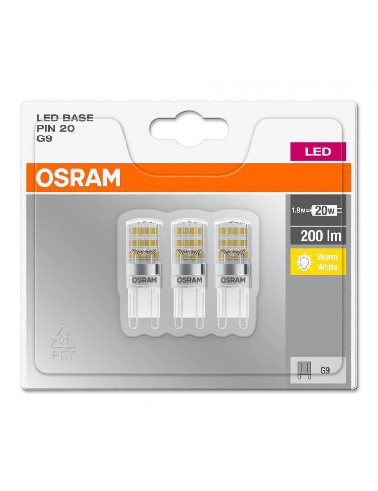 Set 3 becuri led osram soclu g9 putere 1.9w forma plat lumina alb calda alimentare 220 - 240 v 000004058075093874 (include tv
