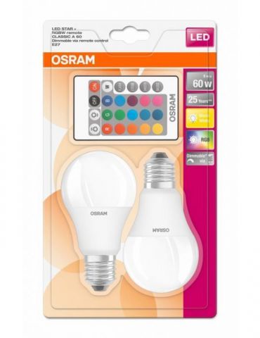 Set 2 becuri led osram soclu e27 putere 9w forma clasic lumina multicolora alimentare 220 - 240 v 000004058075091733 (include Os - Tik.ro