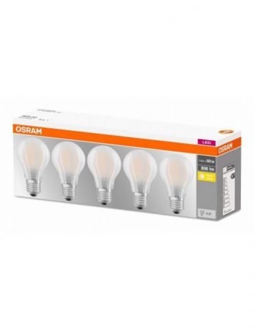 Set 5 becuri led osram soclu e27 putere 7w forma clasic lumina alb calda alimentare 220 - 240 v 000004058075090620 (include t Os