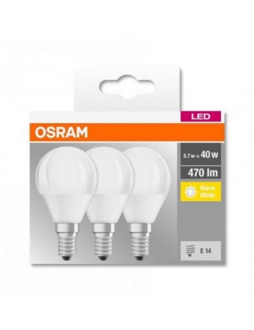 Set 3 becuri led osram soclu e14 putere 5.7w forma clasic lumina alb calda alimentare 220 - 240 v 000004058075090507 (include Os
