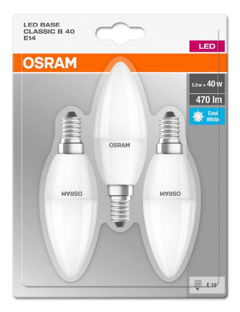 Set 3 becuri led osram soclu e14 putere 5w forma lumanare lumina alb alimentare 220 - 240 v 000004052899972674 (include tv 1.