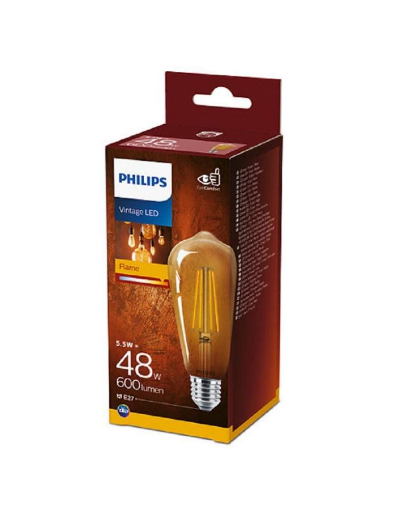 Bec led philips soclu e27 putere 5.5w forma stil lampa tv lumina alb calda alimentare 220 - 240 v 000008718699673581 (include
