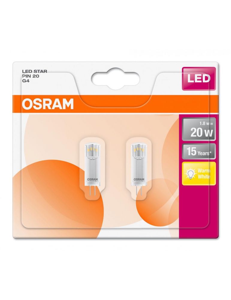 Set 2 becuri led osram soclu g4 putere 1.8w forma cilindric lumina alb calda alimentare 220 - 240 v 000004058075093911 (inclu