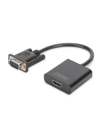 Digitus vga to hdmi converter + audio 3.5mm full hd 1080p cable type 15cm black da-70473 Digitus - 1 - Tik.ro