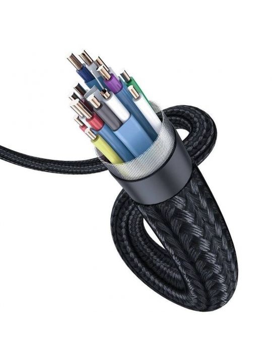 Cablu video baseus enjoyment hdmi (t) la hdmi (t) rezolutie maxima 4k uhd (3840 x 2160) la 60 hz conectori auriti braided 3m  Ba