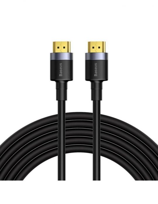 Cablu video baseus cafule hdmi (t) la hdmi (t) rezolutie maxima 4k uhd (3840 x 2160) la 60 hz conectori auriti 5m negru cadkl Ba
