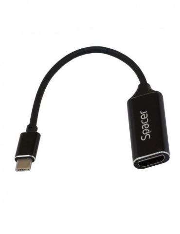 Cablu video spacer adaptor usb 3.1 type-c (t) la hdmi (m) 15cm rezolutie maxima 4k uhd (3840 x 2160) la 30 hz black sp-cm-hdm Sp - Tik.ro